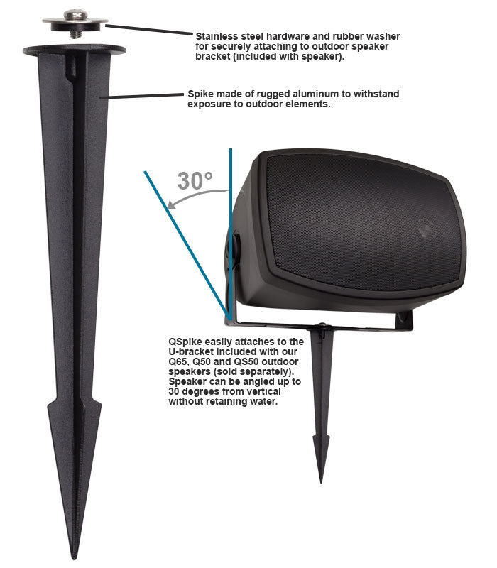 QSpike Ground Stake for HTD Outdoor Speakers