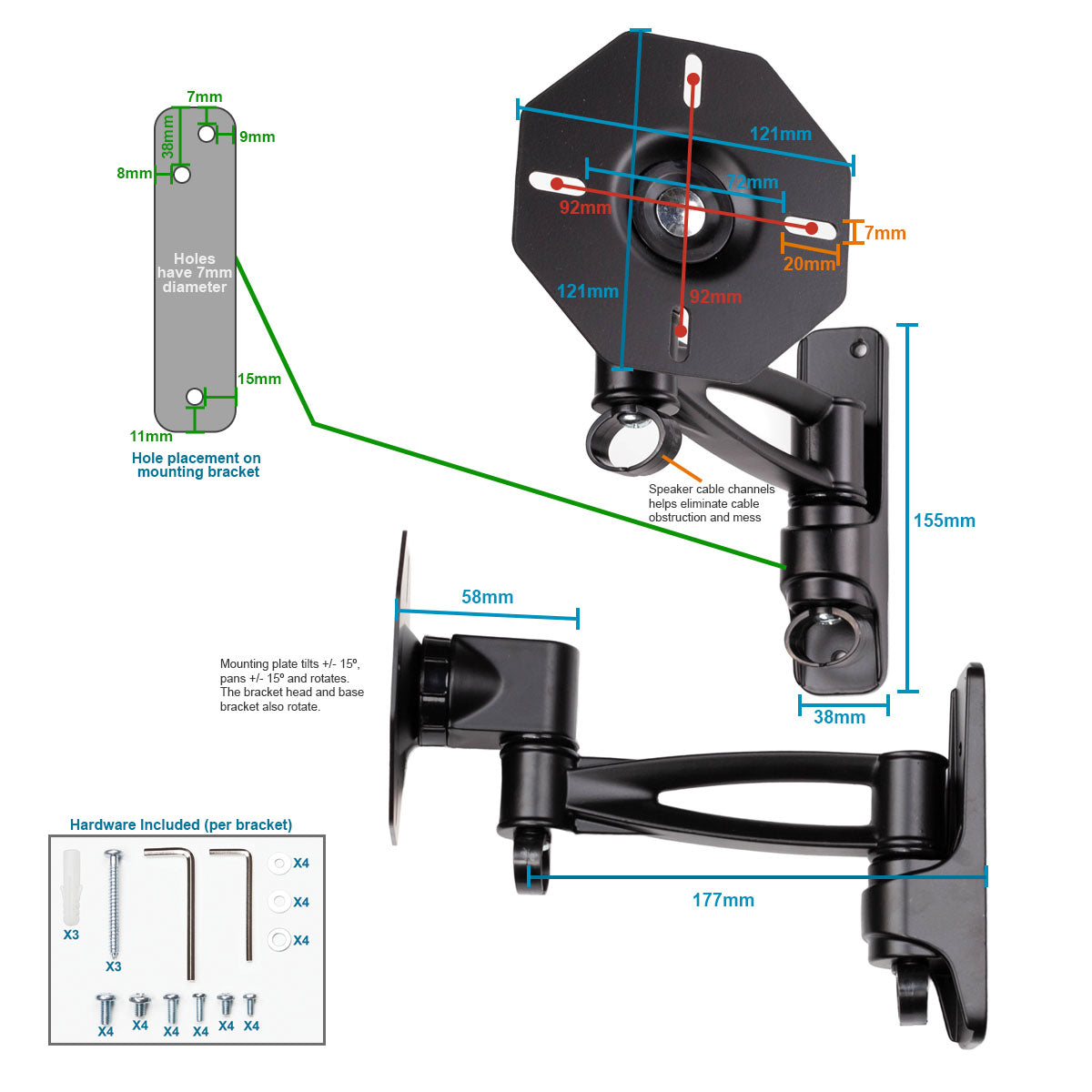 CINE-BRX Wall-Mount Brackets with Extension Arms