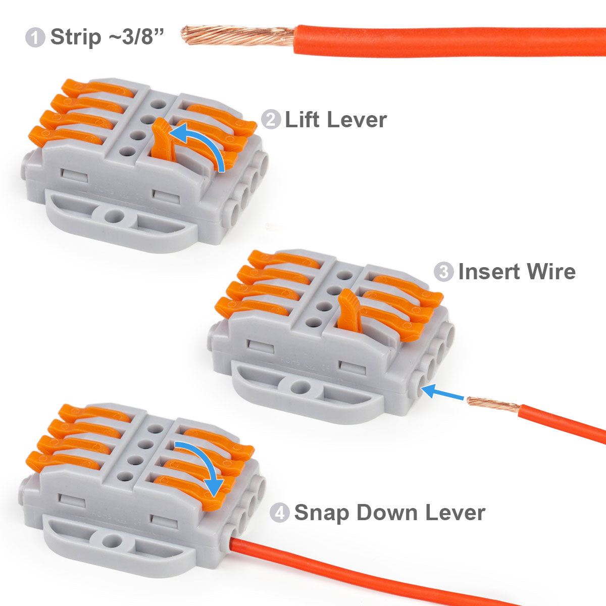 4-in 4-out snap lever cable connector