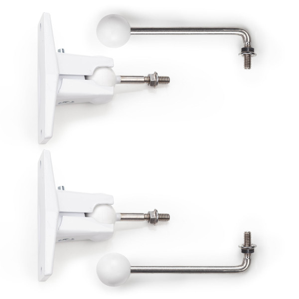 Components for on wall speaker brackets in white