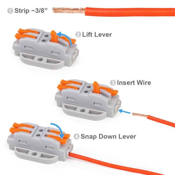 Steps for using 2-IN 2-OUT SNAP LEVER CABLE CONNECTOR