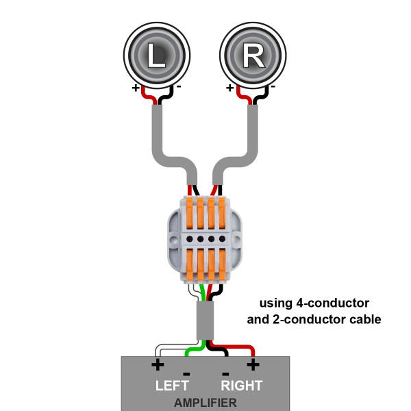 4-IN 4-OUT SNAP LEVER CABLE CONNECTOR - Connection diagram example