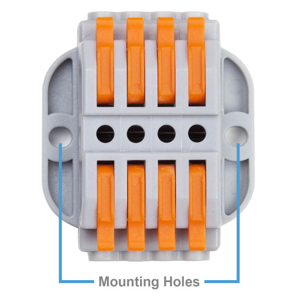 4-IN 4-OUT SNAP LEVER CABLE CONNECTOR - Mounting Holes