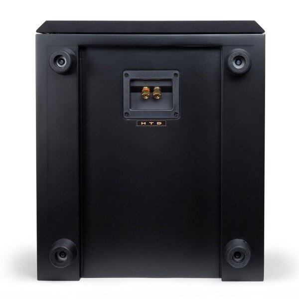 Level Two Powered Subwoofer - black- bottom showing speaker cable terminals
