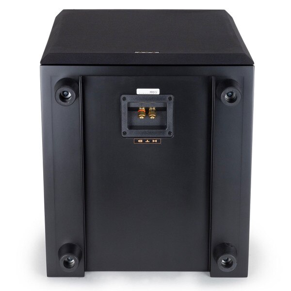 Level Two Powered Subwoofer - black - bottom showing speaker cable terminals