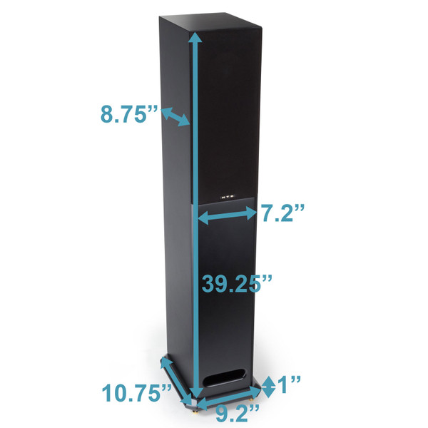 Level Two Tower Cabinet Speakers - Black - Dimensions