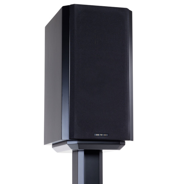 Level Three Bookshelf Speaker - Black - On a speaker stand
