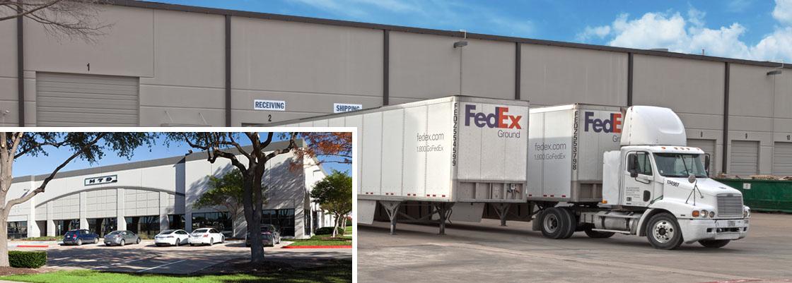 Fedex Shipping Trucks backed up to back dock